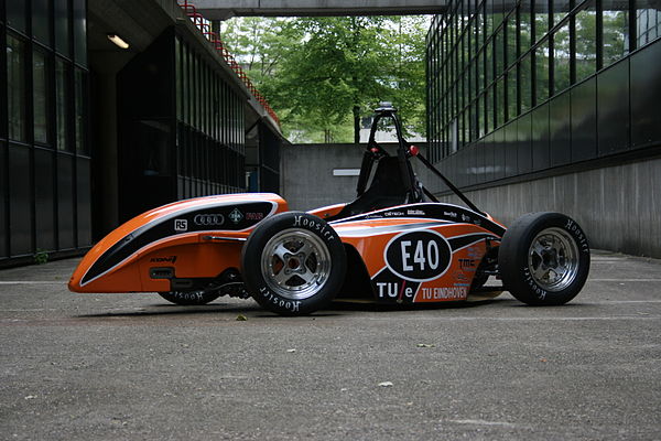 The fully electric Formula Student car developed and built by 60 students of the Eindhoven University of Technology