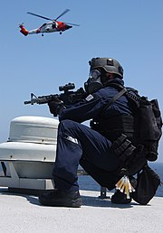 United States Coast Guard Maritime Security Response Team is an advanced interdiction force for higher risk law enforcement and counter-terrorism operations USCG MSRT.JPG