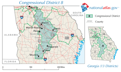 Georgia's 8th congressional district in 2010 United States House of Representatives, Georgia District 08, 110th Congress.png