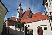 Čeština: Věžní ulice v Prachaticích, jižní Čechy. English: Věžní Street in Prachatice, South Bohemian Region, Czechia.