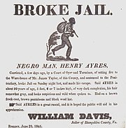 Broadside from Hampshire County for an escaped slave, 1845 WVSlaveBroadside.jpg