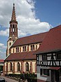 Kath. Kirche in Waibstadt aus typischem Buntsandstein