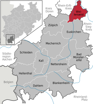 <span class="mw-page-title-main">Weilerswist</span> Municipality in North Rhine-Westphalia, Germany