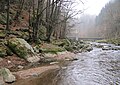 Čeština: Jez na řece Jizeře, odtud voda putuje tunelem do elektrárny Spálov, okres Semily - ČR English: Weir, river Jizera (in Semily District - Czech Republic)