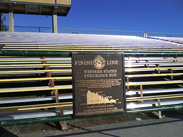 The finish line to the Western States 100 at Placer High School