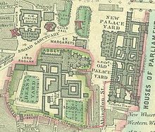 Map of the location of the Westminster Hospital (top left) relative to Westminster Abbey and the Palace of Westminster
Edward Stanford's map London, 1862 Westminster Hospital location - Stanford map of London 1862.jpg