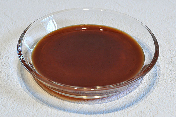 Worcestershire sauce in a dish