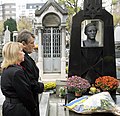 With Kateryna Yushchenko at the grave of Symon Petlura, Cimetière du Montparnasse, Paris