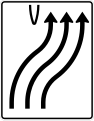 501-22 Überleitungstafel; Darstellung ohne Gegenverkehr: dreistreifig nach rechts