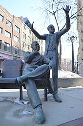 Bronze statue of Hendry and Hirsch "Imagine, MTC" bronze statue..JPG