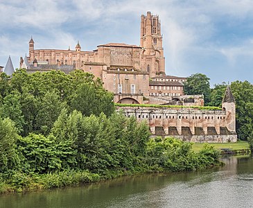 The cathedral and bishop's palace, viewed across the river Tarn