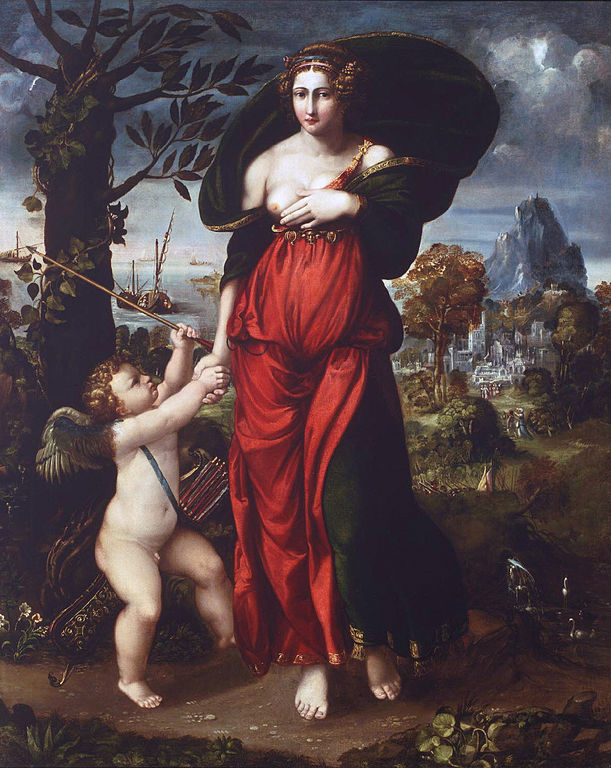 File:'Venus and Cupid', oil on canvas painting by Battista Dossi