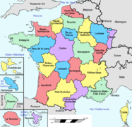 Les 27 régions françaises.
