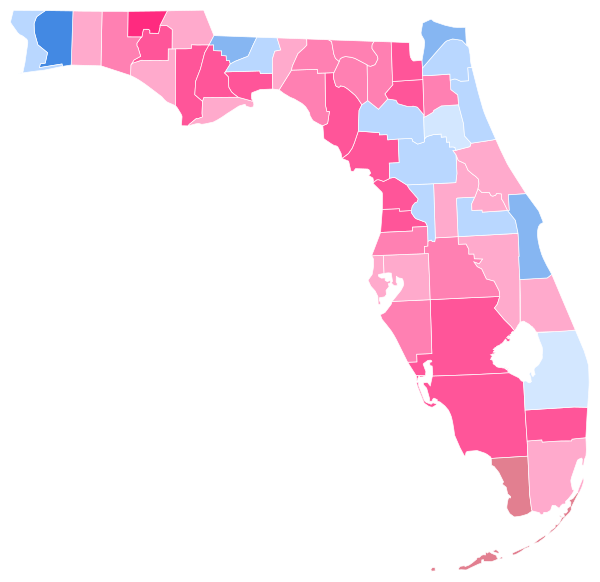 1916 Florida gubernatorial election results map by county.svg