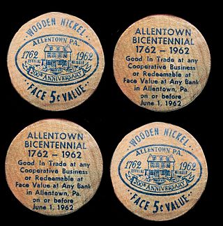 <span class="mw-page-title-main">Wooden nickel</span> Style of token coin