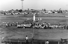 The Ukrainian Australian community in February 1964 commemorating 150 years from the birth of the poet Taras Shevchenko at Lidcombe Oval. 1964-Lidcombe Oval-general.png