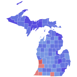 1990 Michigan Secretary of State election results map by county.svg