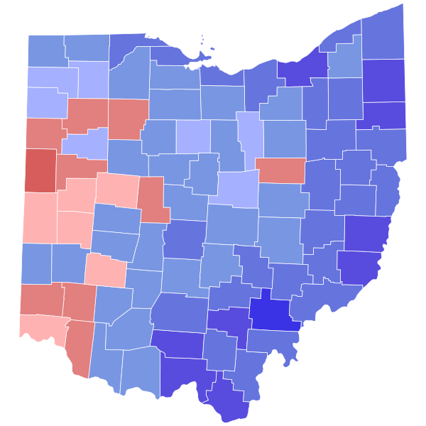 File:2006 Ohio gubernatorial election results map by county.svg