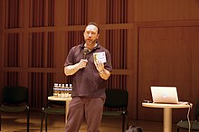 Jimmy Wales gives the keynote address at Gdansk during Wikimania 2010. 2010-07-11-gdansk-by-RalfR-001.jpg