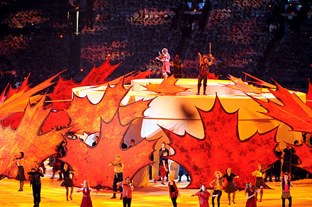 Chanteurs canadiens se produisant pour la cérémonie d'ouverture.
