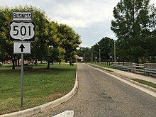 US 501 Bus. northbound at US 501 in Buena Vista 2017-06-13 17 29 15 View north along U.S. Route 501 Business (Magnolia Avenue) at U.S. Route 501 (Sycamore Avenue) in Buena Vista, Virginia.jpg