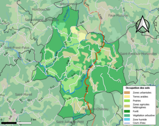 Barevná mapa znázorňující využití půdy.