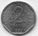 2 франка Жан Мулен 1993 аверс.png