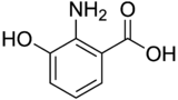 Skeletal formula of 3-hydroxyanthranilic acid