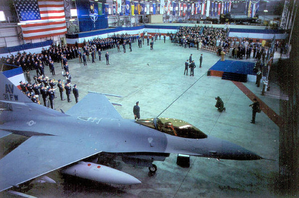 Activation ceremony for the 31st Fighter Wing at Aviano Air Base on 1 April 1994