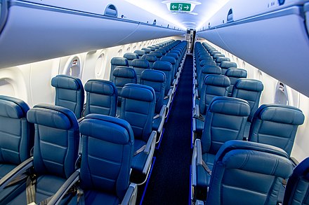 Delta Air Lines Airbus A220 economy class cabin