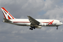 An ABX Air Boeing 767-200 on short final to Miami International Airport in 2013.