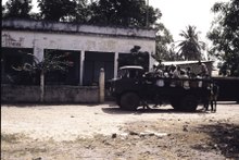 GAZ-66 light truck in military service with the PAIGC liberation movement in Guinea-Bissau, 1973. ASC Leiden - Coutinho Collection - G 20 - Life in Ziguinchor, Senegal - PAIGC office in Ziguinchor, also Coutinho's home - 1973.tif