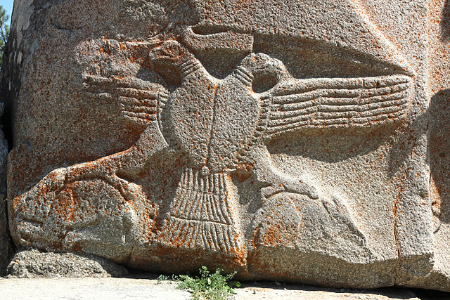 Double-headed eagle on the Sphinx Gates of the Hittites in Anatolia, today in Alaca Höyük, Turkey