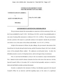 Alex van der Zwaan Government Sentencing Memorandum (Gov.uscourts.dcd.193647.19.0) Alex van der Zwaan Government Sentencing Memorandum (Gov.uscourts.dcd.193647.19.0).pdf