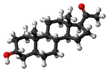 Ball-and-stick model of the allopregnanolone molecule