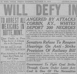 <span class="mw-page-title-main">Corbin, Kentucky race riot of 1919</span> American race riot