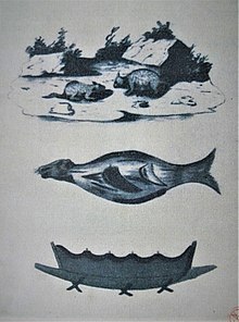 Portuguese images of Maluku in Hairun's time: two cuscus, a dugong, and the hull of a ship. From a manuscript by Gabriel Rebello, 1561 Animals and boat hull Rebello 1561.jpg