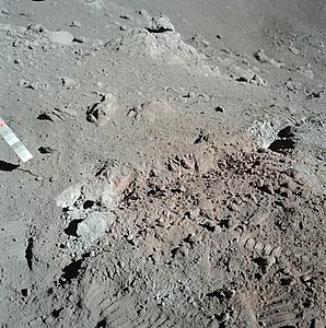 Orange soil found next to Shorty, which turned out to be titanium-rich pyroclastic glass[4]