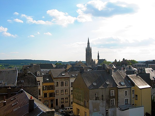 Arlon centre with bell tower of St. Martin's Church