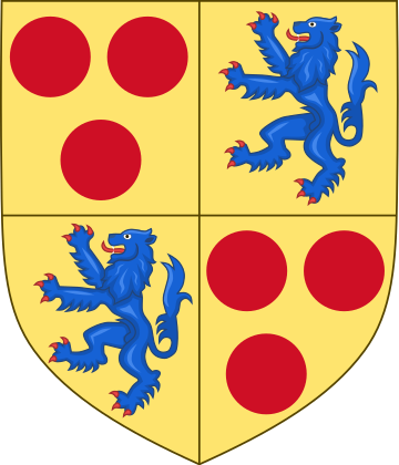 Arms of the House of Courtenay, earls of Devon (quarterly).svg