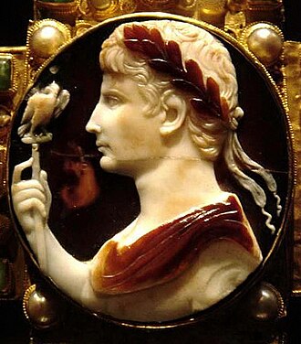 The Augustus cameo at the center of the Medieval Cross of Lothair Augustus kameo.jpg