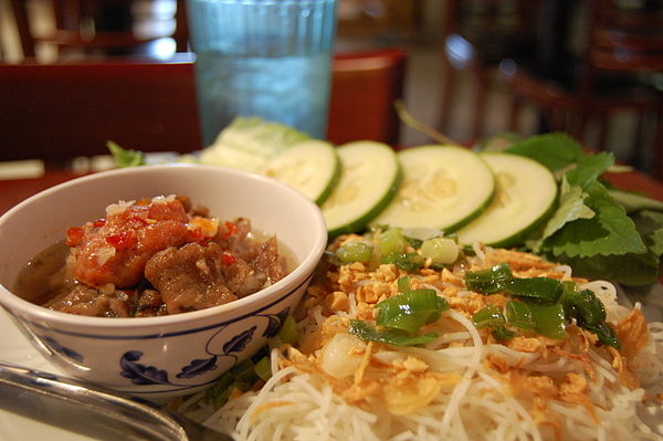 Bún chả, a dish of grilled pork and noodle and herbs