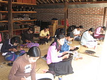 Workers at a lacquerware factory Bagan-Lacquerware-Factory-Workers.JPG