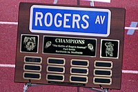 Battle of Rogers Avenue Plaque from yearly rivalry game against Southside High School BattleRogAve.jpg