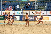 Deutsch: Beachhandball Europameisterschaften 2019 (Beach handball Euro); Tag 6: 7. Juli 2019 – Spiel um Platz Drei, Frauen, Kroatien-Niederlande 0:2 (14:23, 20:22) English: Beach handball Euro; Day 6: 7 July 2019 – Women's Bronze Medal Match – Croatia-Netherlands 0:2 (14:23, 20:22)