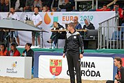 Deutsch: Beachhandball Europameisterschaften 2019 (Beach handball Euro); Tag 5: 6. Juli 2019 – Frauen, Platzierungsspiel für die Ränge 9–12, Deutschland-Polen 2:1 (22:23, 19:16, 7:6) English: Beach handball Euro; Day 5: 6 July 2019 – Placement Match/Cross Match for rank 9–12 Women – Germany-Poland 2:1 (22:23, 19:16, 7:6)