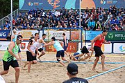 Deutsch: Beachhandball Europameisterschaften 2019 (Beach handball Euro); Tag 6: 7. Juli 2019 – Männerfinale, Dänemark-Norwegen 2:0 (25:18, 19:16) English: Beach handball Euro; Day 6: 7 July 2019 – Men's Final – Denmark-Norway 2:0 (25:18, 19:16)