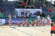 Deutsch: Beachhandball Europameisterschaften 2019 (Beach handball Euro); Tag 2: 3. Juli 2019 – Frauen, Vorrunde Gruppe C, Spanien-Griechenland 2:1 (12:20, 18:16; 8:2) English: Beach handball Euro; Day 2: 3 July 2019 – Women Preliminary Round Group C – Spain-Greece 2:1 (12:20, 18:16; 8:2)