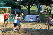 Deutsch: Beachhandball Europameisterschaften 2019 (Beach handball Euro); Tag 4: 5. Juli 2019 – Männer, Viertelfinale, Dänemark-Frankreich 2:0 (19:14, 12:10) English: Beach handball Euro; Day 4: 5 July 2019 – Quarter Final Men – Denmark-France 2:0 (19:14, 12:10)