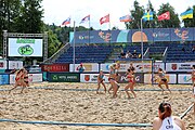 Deutsch: Beachhandball Europameisterschaften 2019 (Beach handball Euro); Tag 5: 6. Juli 2019 – Frauen, Halbfinale, Kroatien-Dänemark 1:2 (12:19, 17:10, 4:7) English: Beach handball Euro; Day 5: 6 July 2019 – Semifinal Men – Croatia-Denmark 1:2 (12:19, 17:10, 4:7)